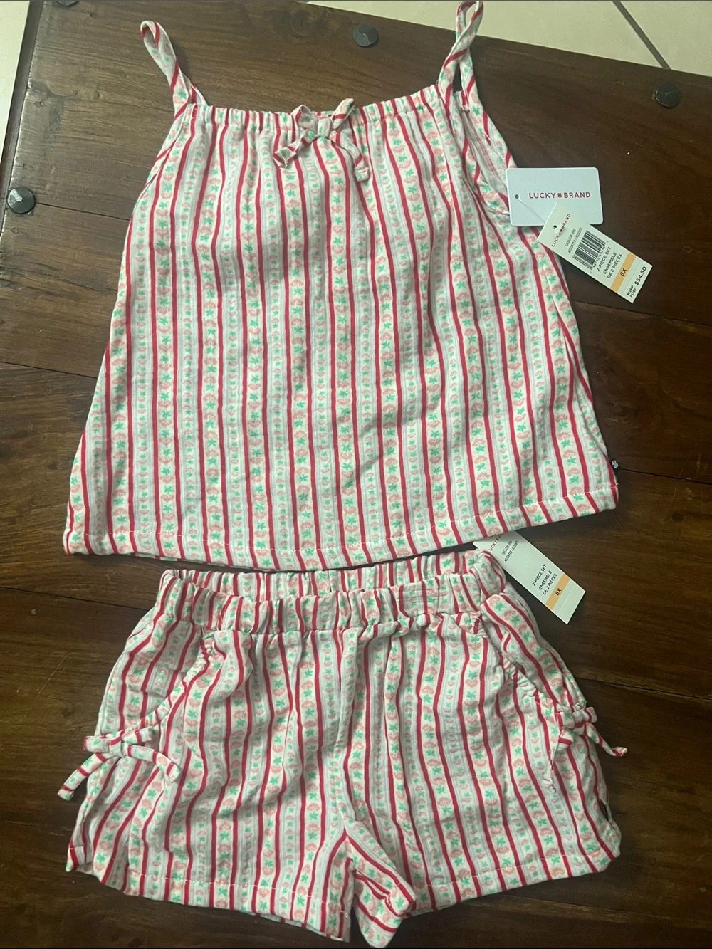Lucky Brand Pink Striped Tank + Shorts Set
